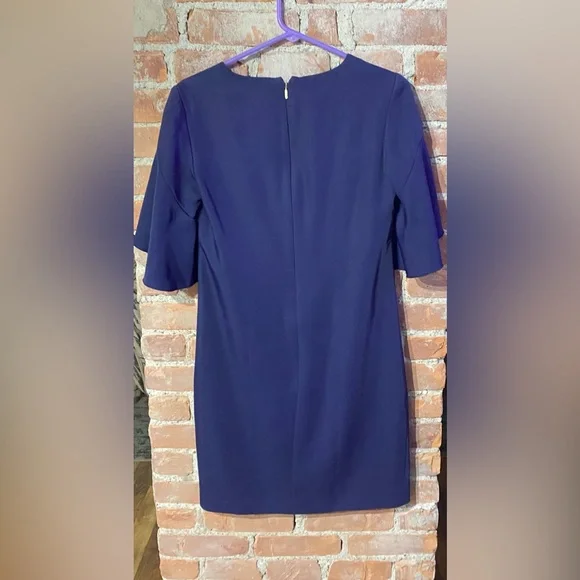 NWOT Trina Turk Deep Purple Midi Dress w/V Neck and Wrap Sleeves Zipper Back - Picture 8 of 11